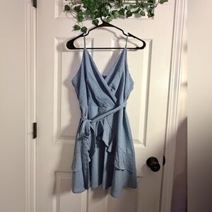 Trixxi Light Blue Wrap Dress